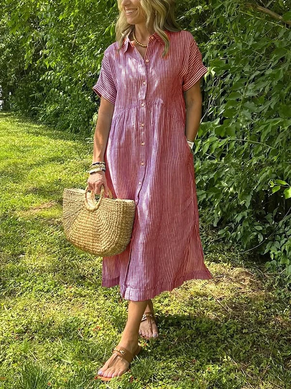 Judy | Striped shirt dress with functional pockets