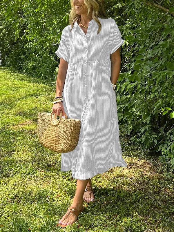 Judy | Striped shirt dress with functional pockets