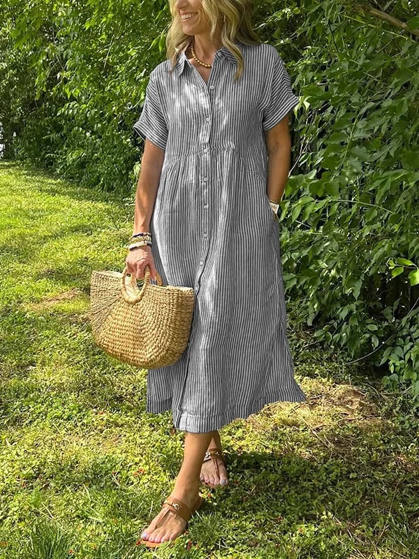 Judy | Striped shirt dress with functional pockets