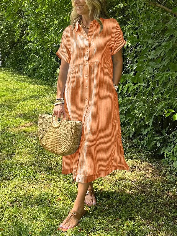 Judy | Striped shirt dress with functional pockets
