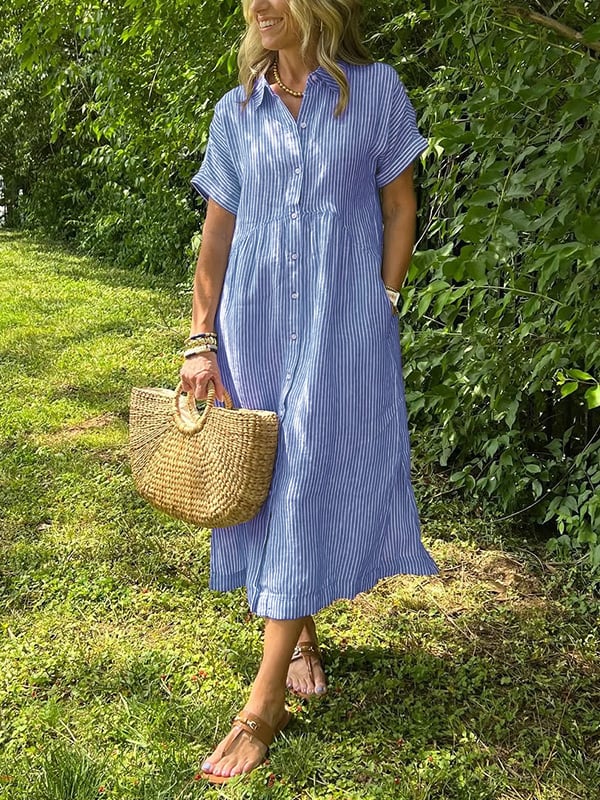 Judy | Striped shirt dress with functional pockets