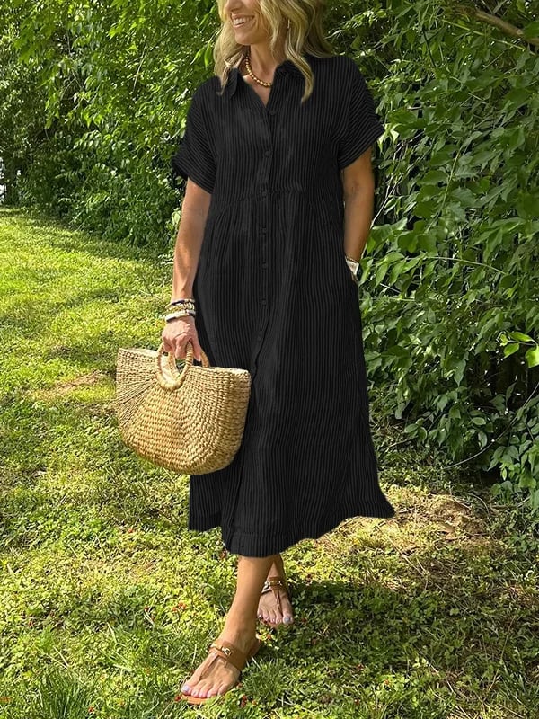 Judy | Striped shirt dress with functional pockets