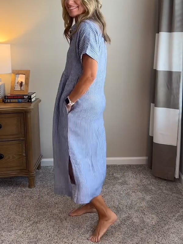 Judy | Striped shirt dress with functional pockets
