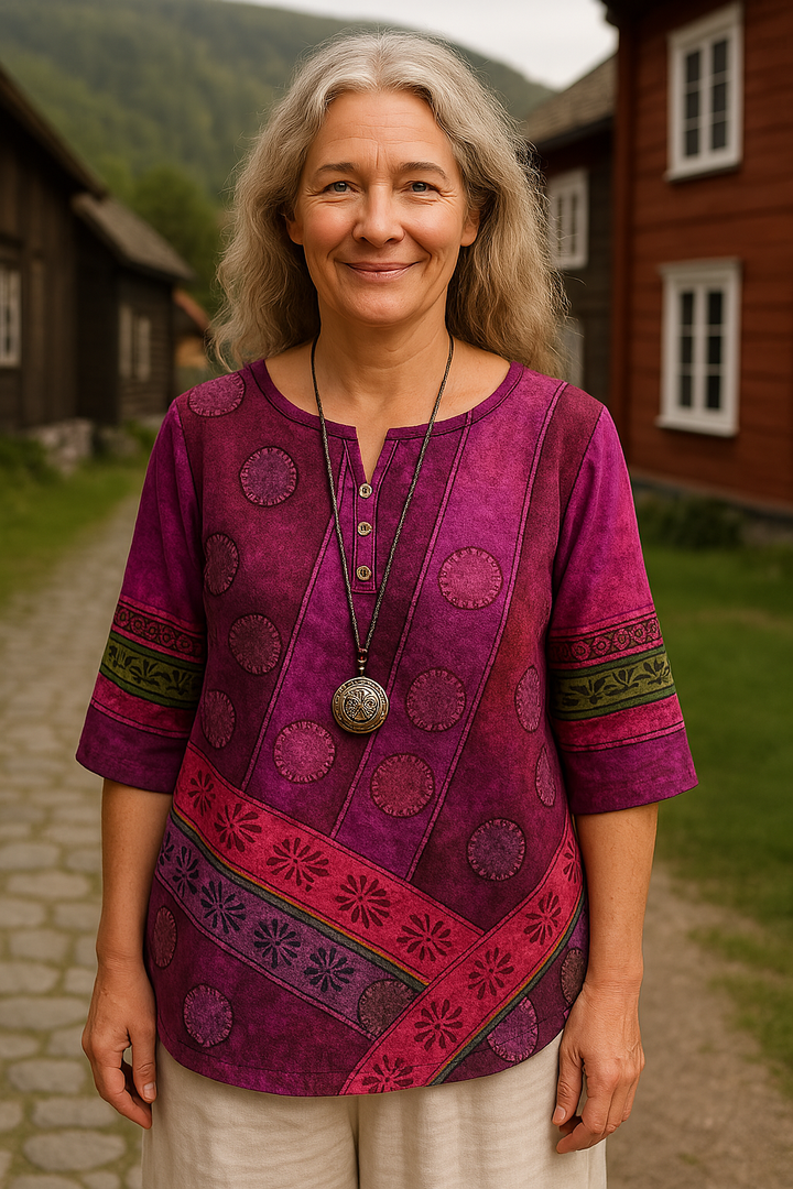 Embla | Comfortable and colourful top with half-length sleeves
