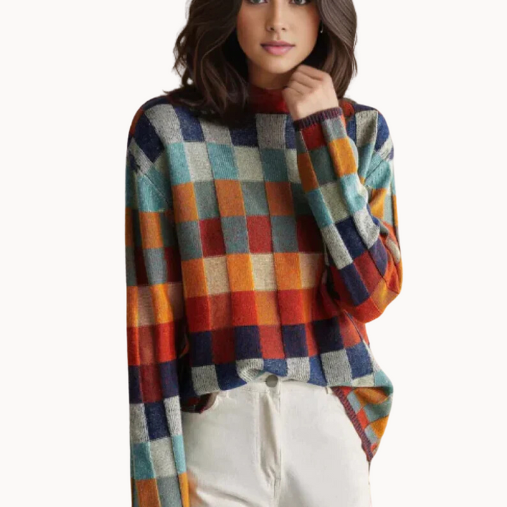 Maya | Patchwork Turtleneck Sweater