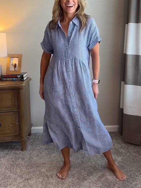 Judy | Striped shirt dress with functional pockets