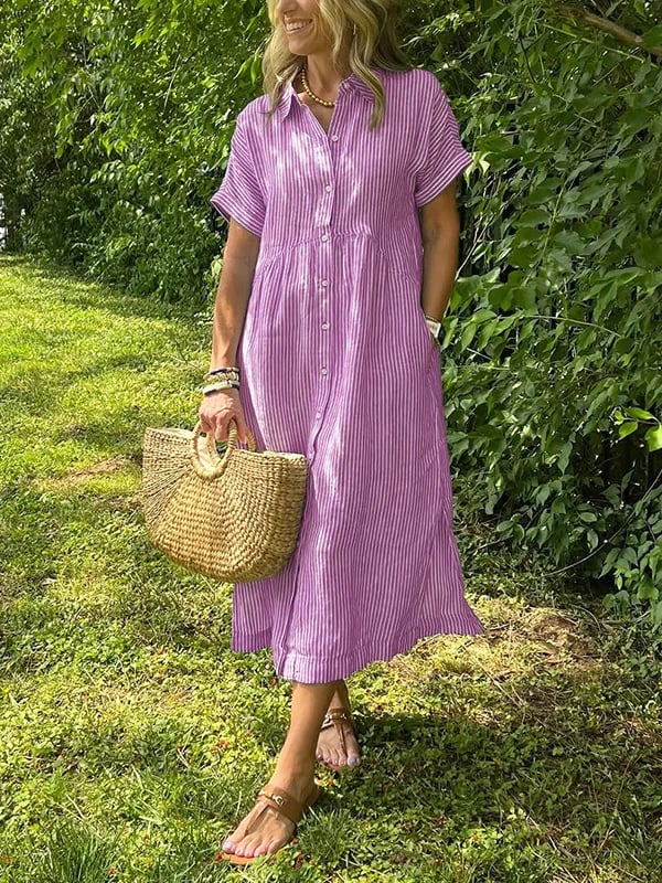 Judy | Striped shirt dress with functional pockets