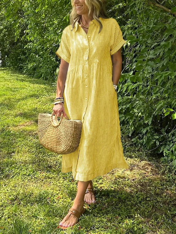 Judy | Striped shirt dress with functional pockets