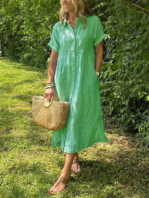 Judy | Striped shirt dress with functional pockets
