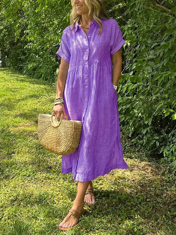 Judy | Striped shirt dress with functional pockets