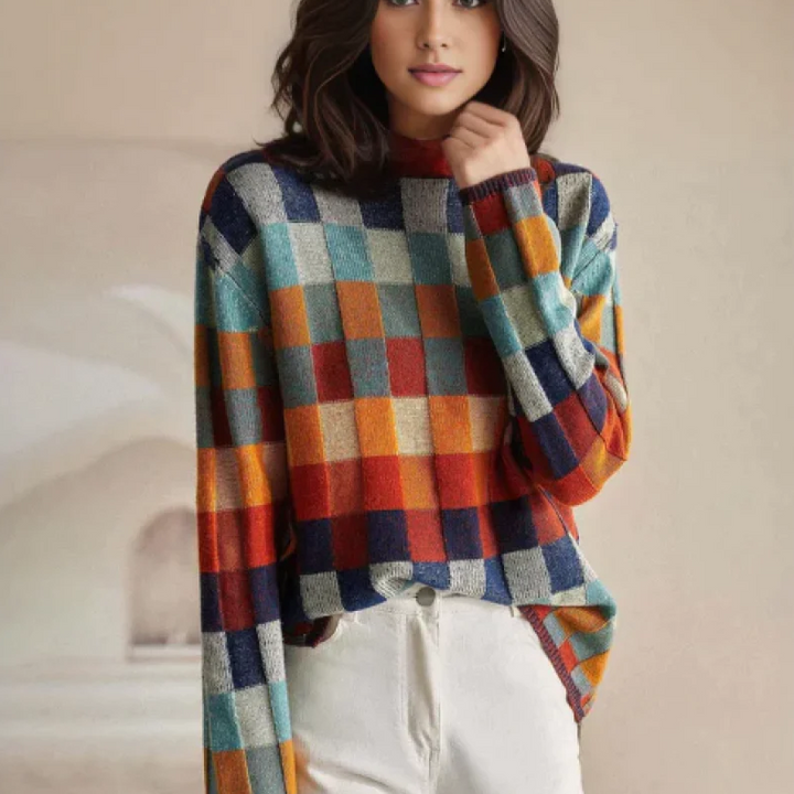 Maya | Patchwork Turtleneck Sweater