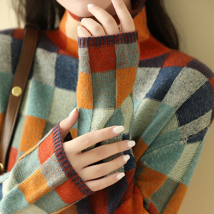 Maya | Patchwork Turtleneck Sweater