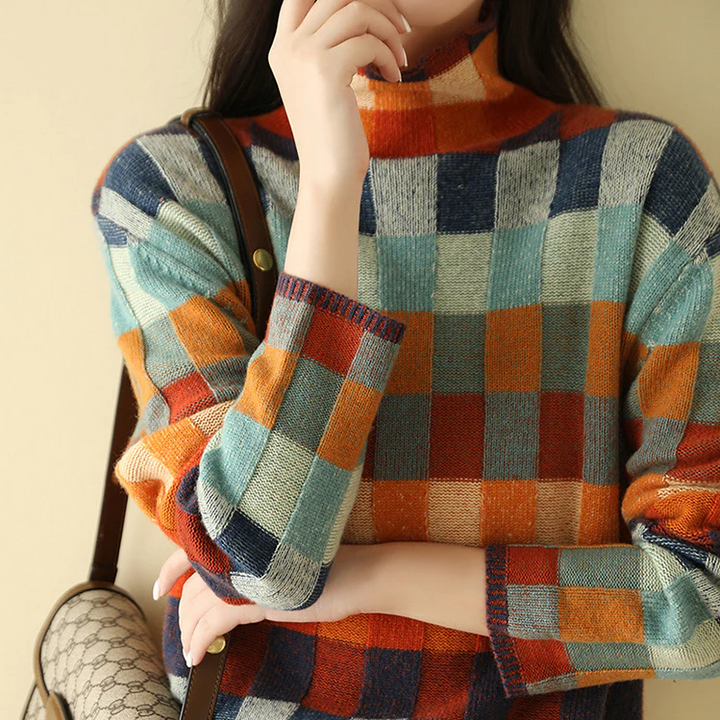 Maya | Patchwork Turtleneck Sweater